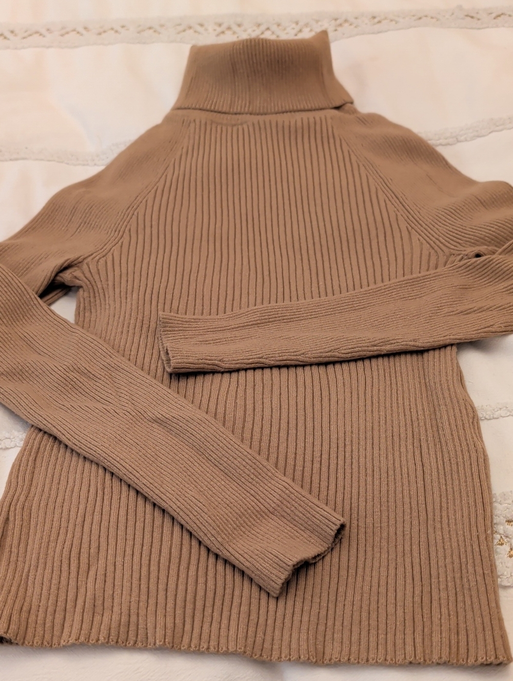 Banana Republic Ribbed Turtleneck Sweater - Taupe Brown